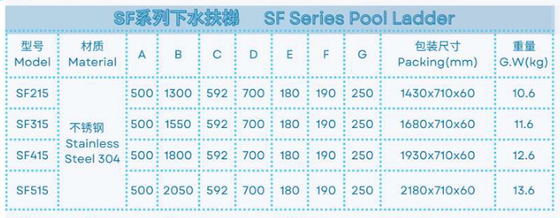 SF215 Stainless Steel Swimming Pool Ladder