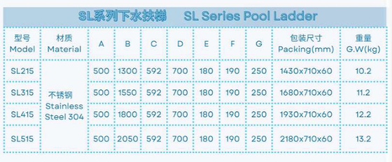SL215 Stainless Steel Swimming Pool Ladder