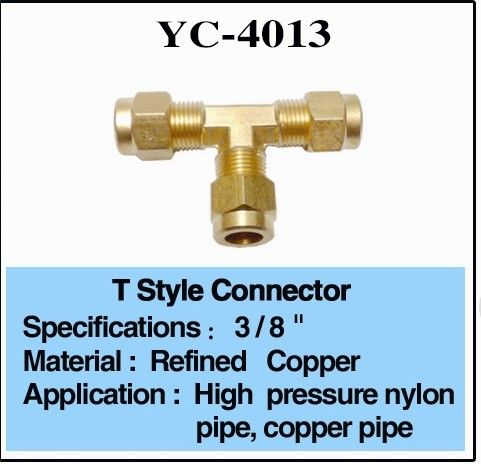 Mist Water Feature Fittings 1/4&quot; Brass T Connector