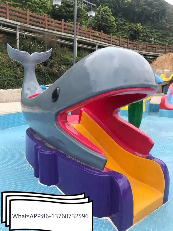 Anti UV Kids Water Park Equipment Fiberglass Whale Water Slide